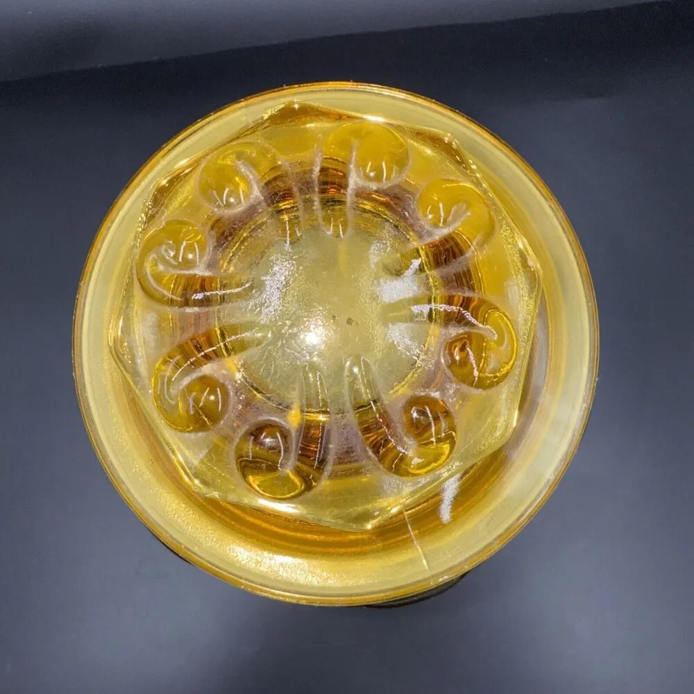 L E Smith Amber Atterbury Scroll Glass Canister Cookie Apothecary Jar 9
